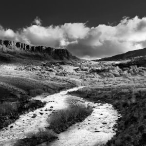 River Caragh Ring of Kerry fine art print — black and white Irish landscape photography Kerry mountains